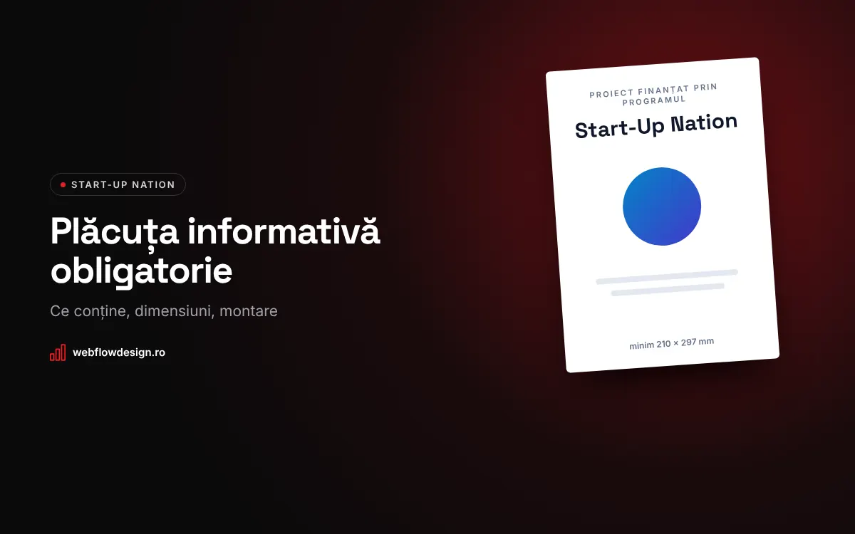 Plăcuța Start-Up Nation: ce trebuie să conțină, dimensiuni și unde se montează